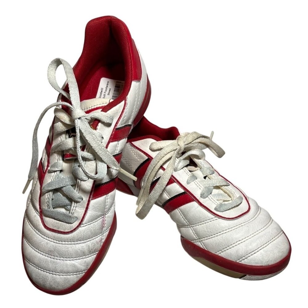 Adidas Womens Size 5 Indoor Soccer Shoes Red & White Leather #753001